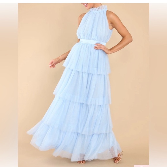 Aura Dresses & Skirts - Aura Shock And Awe Blue Tulle Maxi Dress Size M NWT Tiered Princess Cottagecore